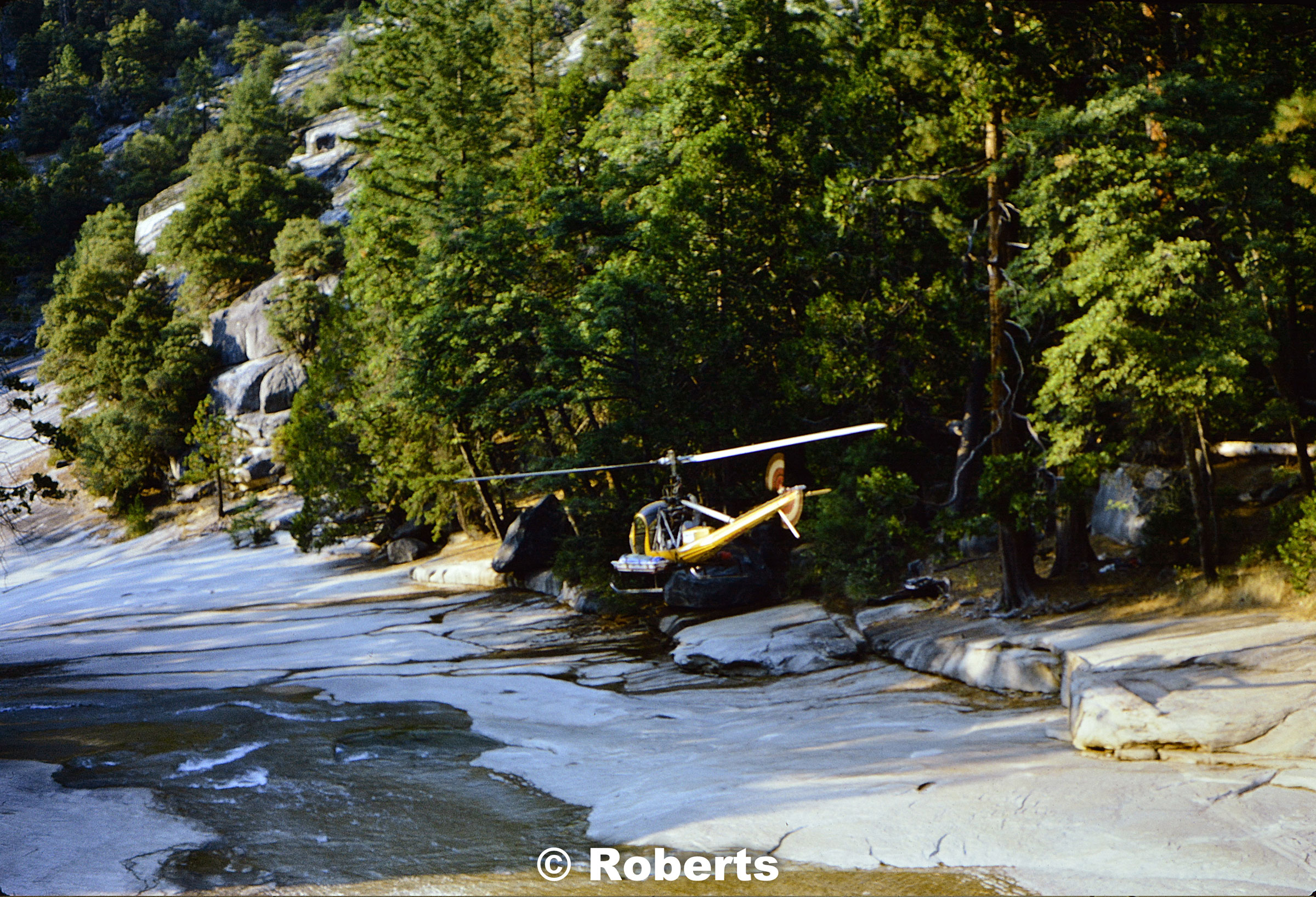 Helicopter Rescue, Emerald Pool/Vernal Falls, Yosemite National Park, California. Fall, 1974.