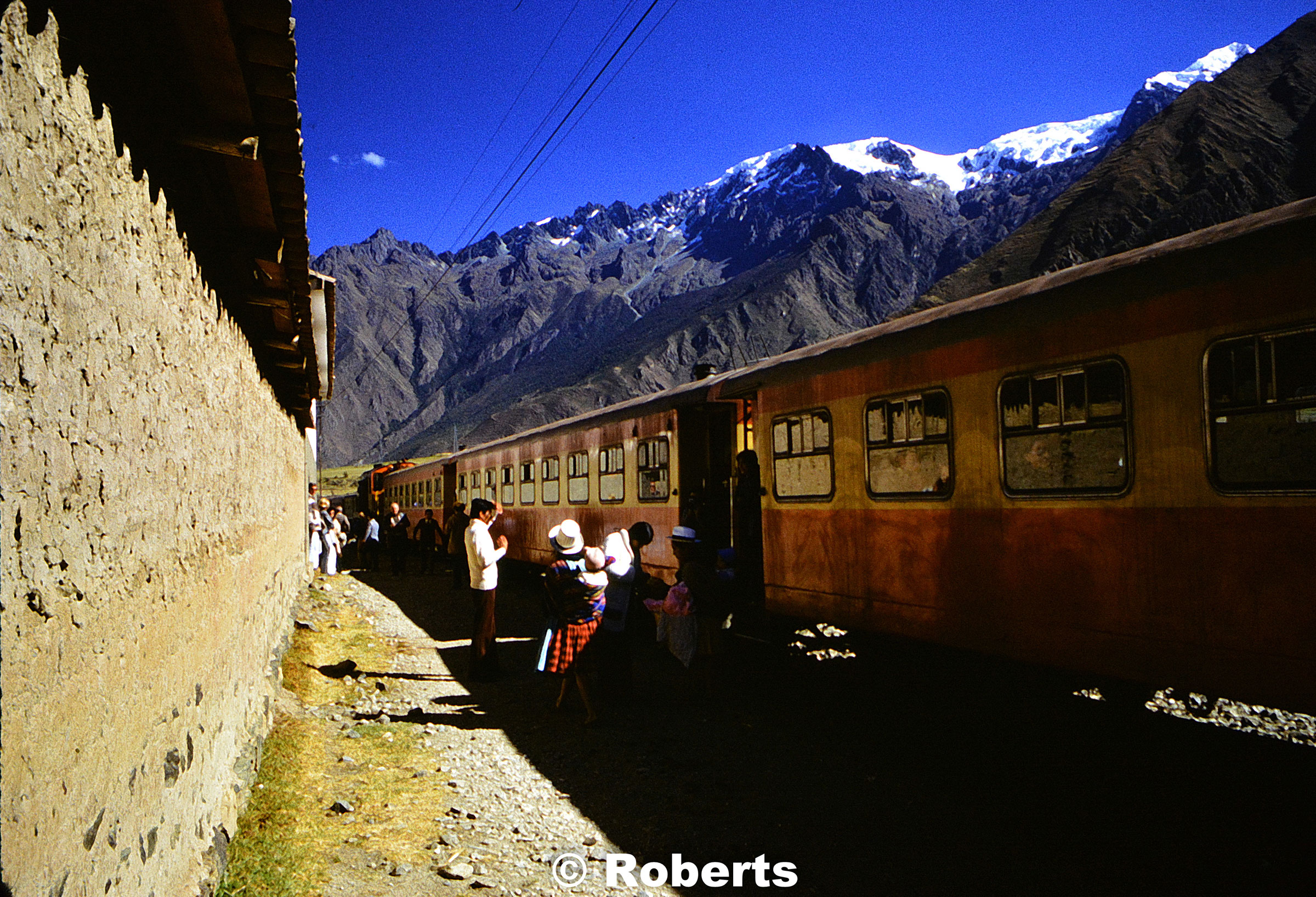 Train to and from the Machu Picchu archaeological site. Peru. June, 1977.