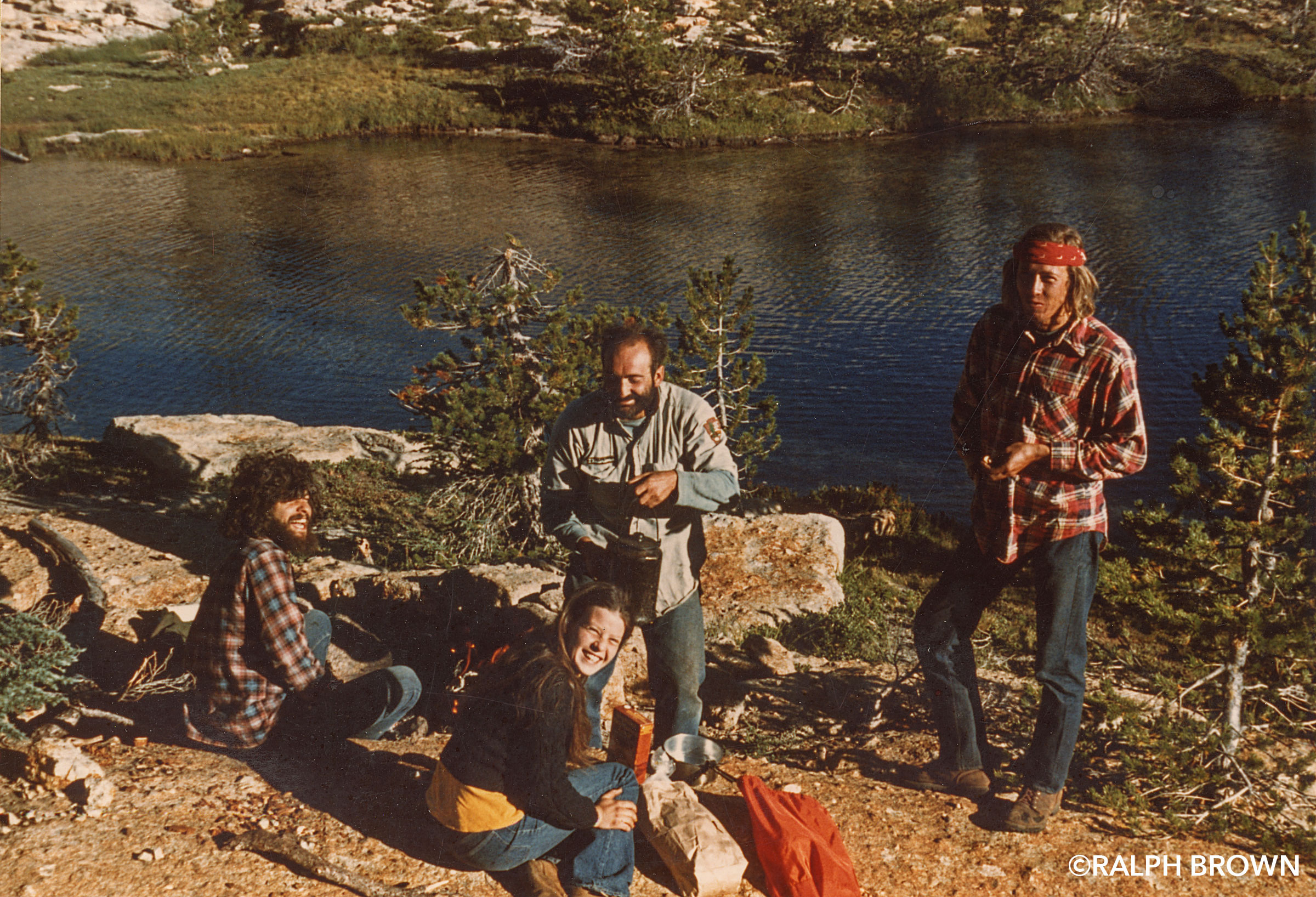 Breaktime on the trail. Yosemite National Park, California. (L to R): Jack Knieriemen and Larry Roberts. Summer, 1973.